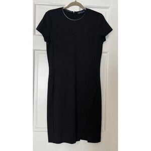 Polo Ralph Lauren Sheath Dress Womens Medium Slit Lamb Leather Trim Western Gray